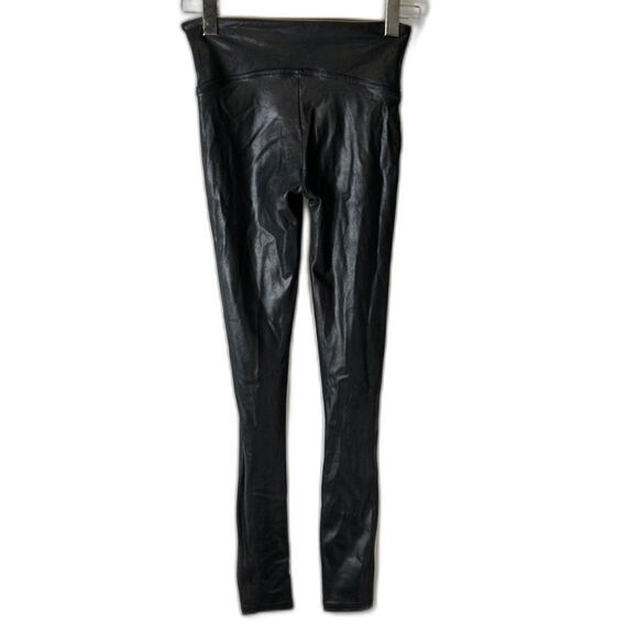 Spanx Black Faux Leather High Waist Ankle Length Leggings Size Small - Picture 5 of 12